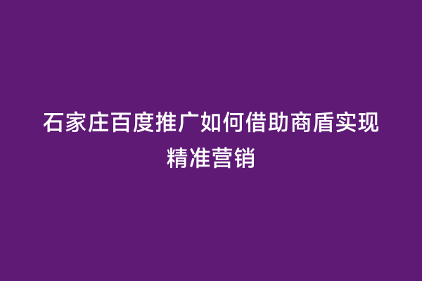 石家庄百度推广如何借助商盾实现精准营销