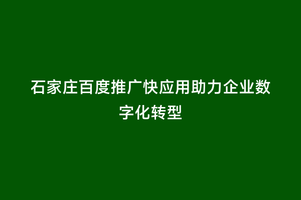 石家庄百度推广快应用助力企业数字化转型