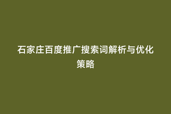 石家庄百度推广搜索词解析与优化策略