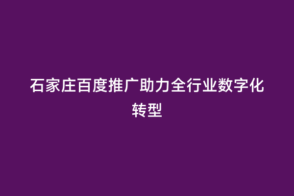 石家庄百度推广助力全行业数字化转型