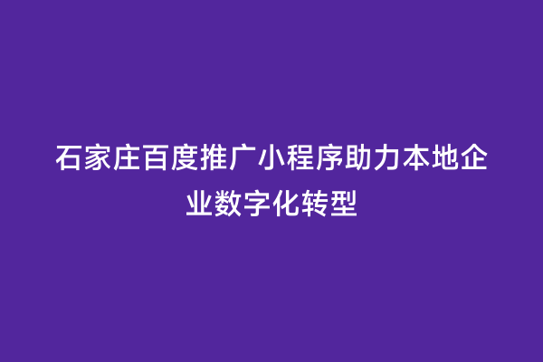 石家庄百度推广小程序助力本地企业数字化转型