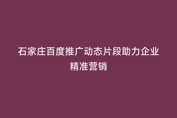 石家庄百度推广动态片段助力企业精准营销