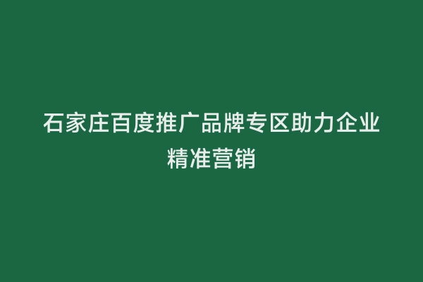 石家庄百度推广品牌专区助力企业精准营销