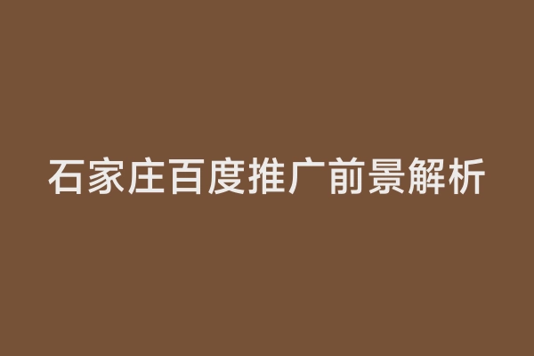 石家庄百度推广前景解析