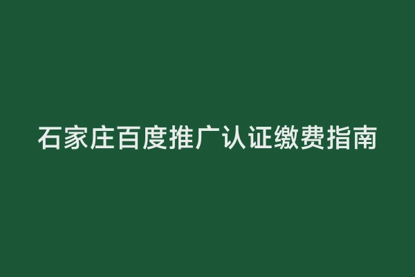 石家庄百度推广认证缴费指南