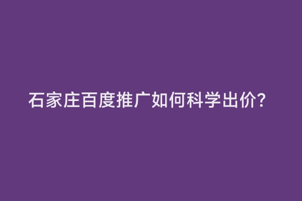 石家庄百度推广如何科学出价？