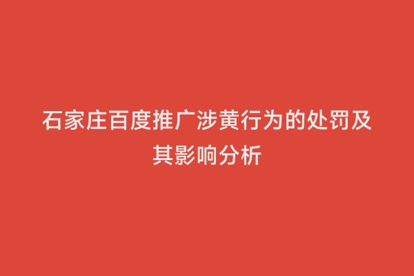 石家庄百度推广涉黄行为的处罚及其影响分析