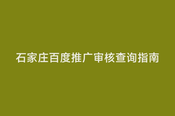 石家庄百度推广审核查询指南