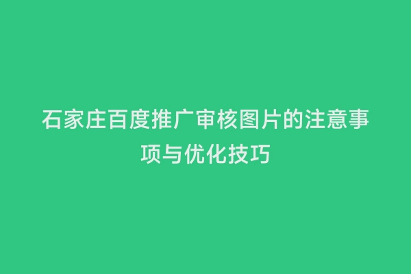 石家庄百度推广审核图片的注意事项与优化技巧