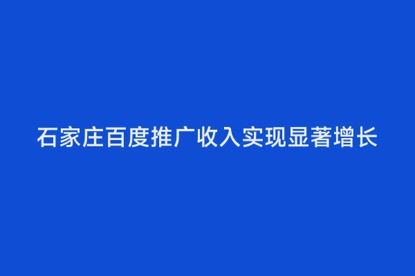 石家庄百度推广收入实现显著增长