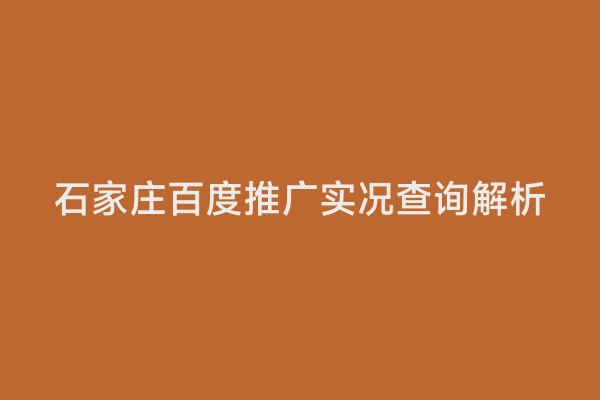石家庄百度推广实况查询解析