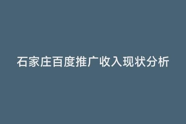 石家庄百度推广收入现状分析