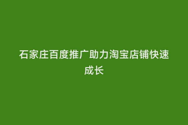石家庄百度推广助力淘宝店铺快速成长