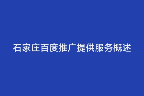 石家庄百度推广提供服务概述