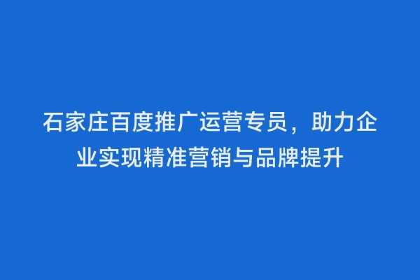 石家庄百度推广运营专员，助力企业实现精准营销与品牌提升