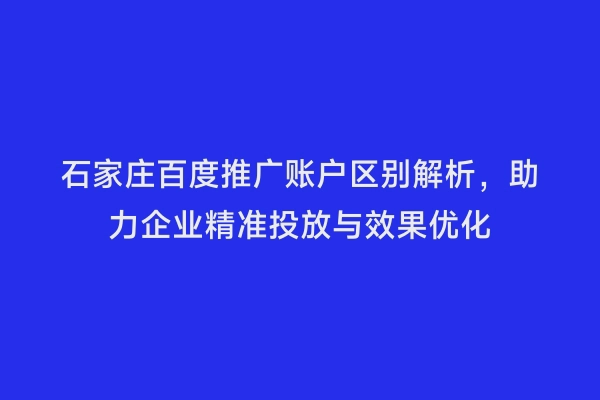 石家庄百度推广账户区别解析，助力企业精准投放与效果优化