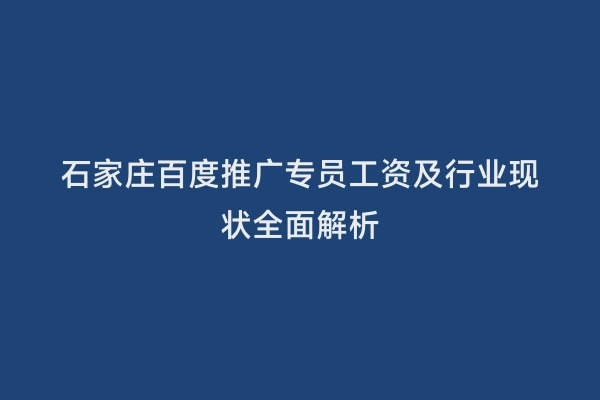 石家庄百度推广专员工资及行业现状全面解析