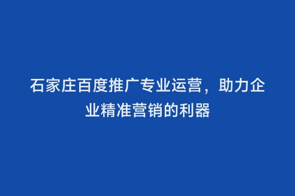 石家庄百度推广专业运营，助力企业精准营销的利器