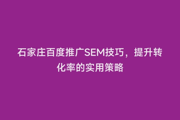 石家庄百度推广SEM技巧，提升转化率的实用策略