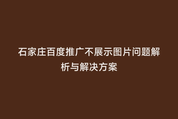 石家庄百度推广不展示图片问题解析与解决方案