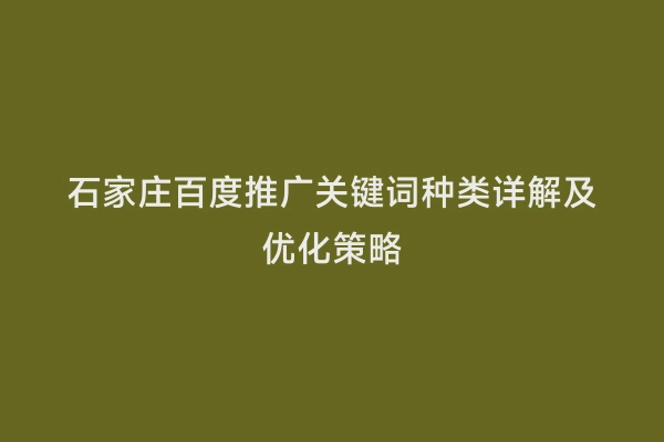 石家庄百度推广关键词种类详解及优化策略
