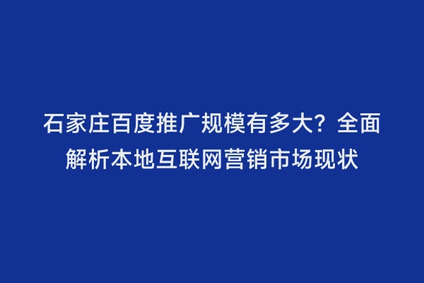 石家庄百度推广规模有多大？全面解析本地互联网营销市场现状